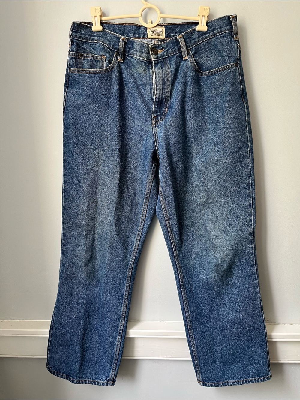 Men's CE Schmidt Workwear Jeans Blue Denim SZ 34x30 Med Wash Zipper  100% cotton